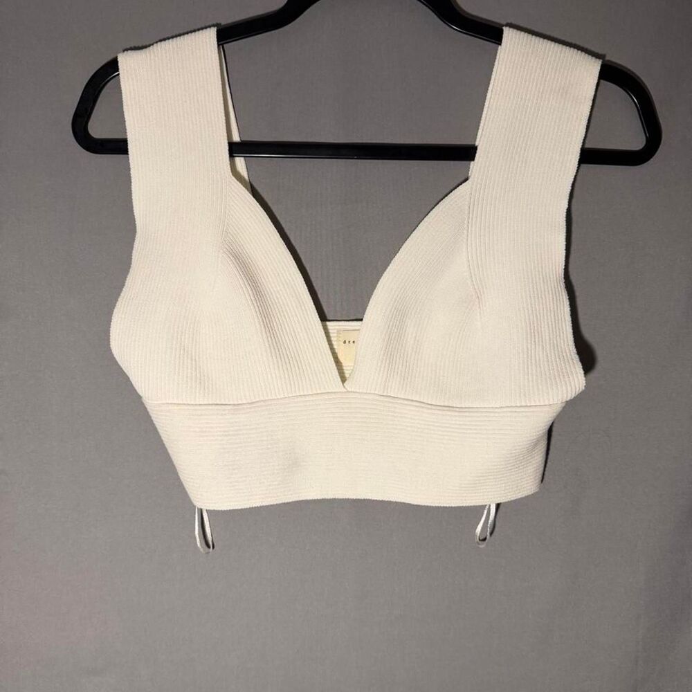 Dreamers by debut white ribbed knit crop top